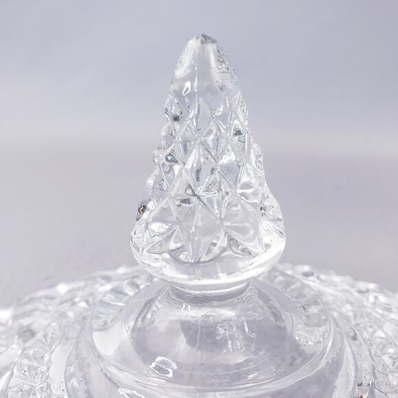 Vintage Anchor Hocking Wexford Cut Glass Crystal Candy Dish with Lid 7" Tall - Picture 7 of 10